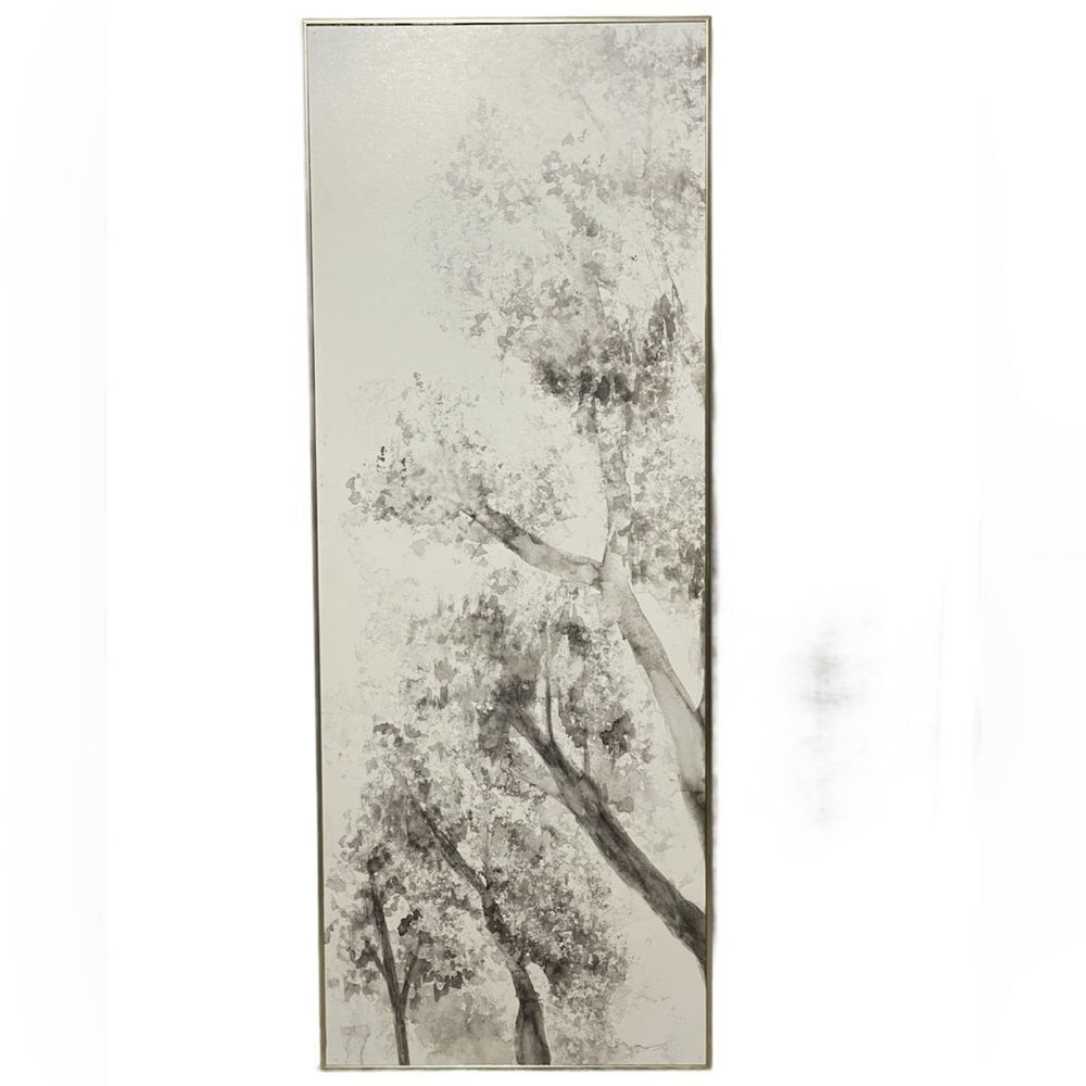 Monochrome Tree Art Print with Tall Rectangular Gold Frame